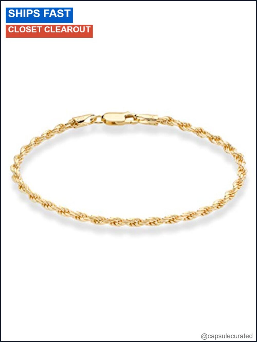 18K Gold Over 925 Sterling Silver Rope Bracelet